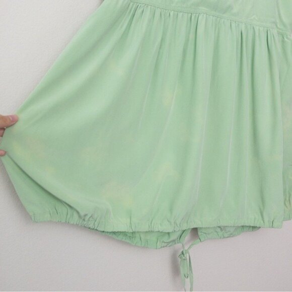 Tibi Eco Silk Cape Mini Dress 2 Mint Green Zip Sleeveless Tie Hem - Picture 9 of 16